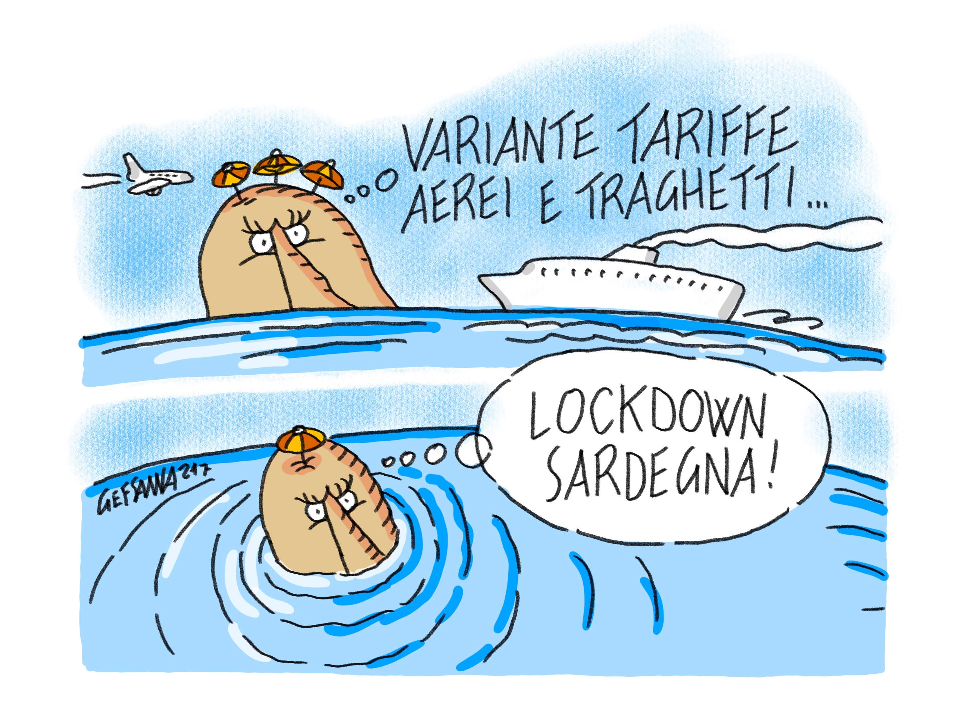 La vignetta di Gef: caro traghetti per l'isola, ma le navi viaggiano piene