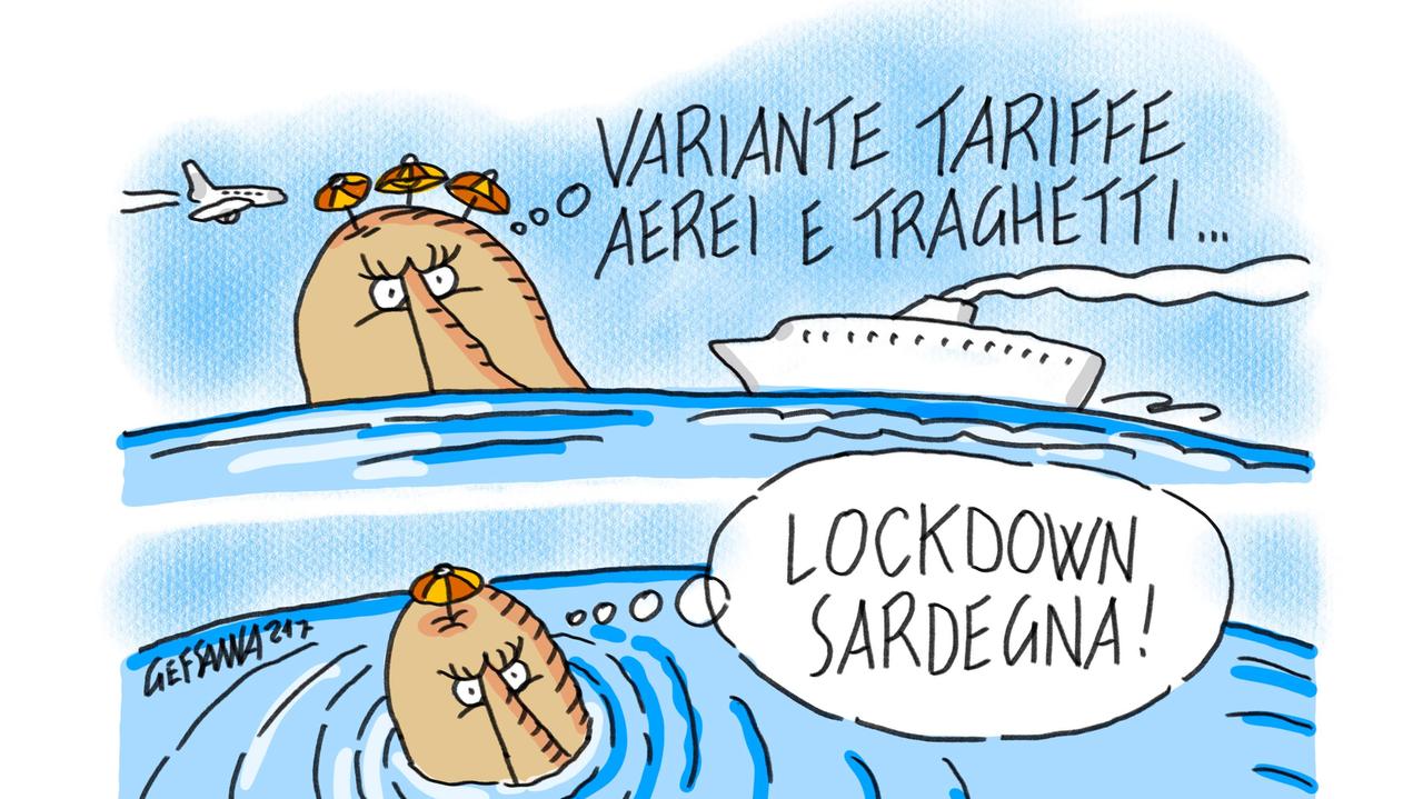 La vignetta di Gef: caro traghetti per l'isola, ma le navi viaggiano piene