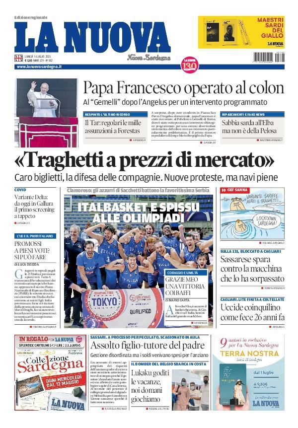 La Nuova Sardegna - Prima Pagina - 5 luglio 2021