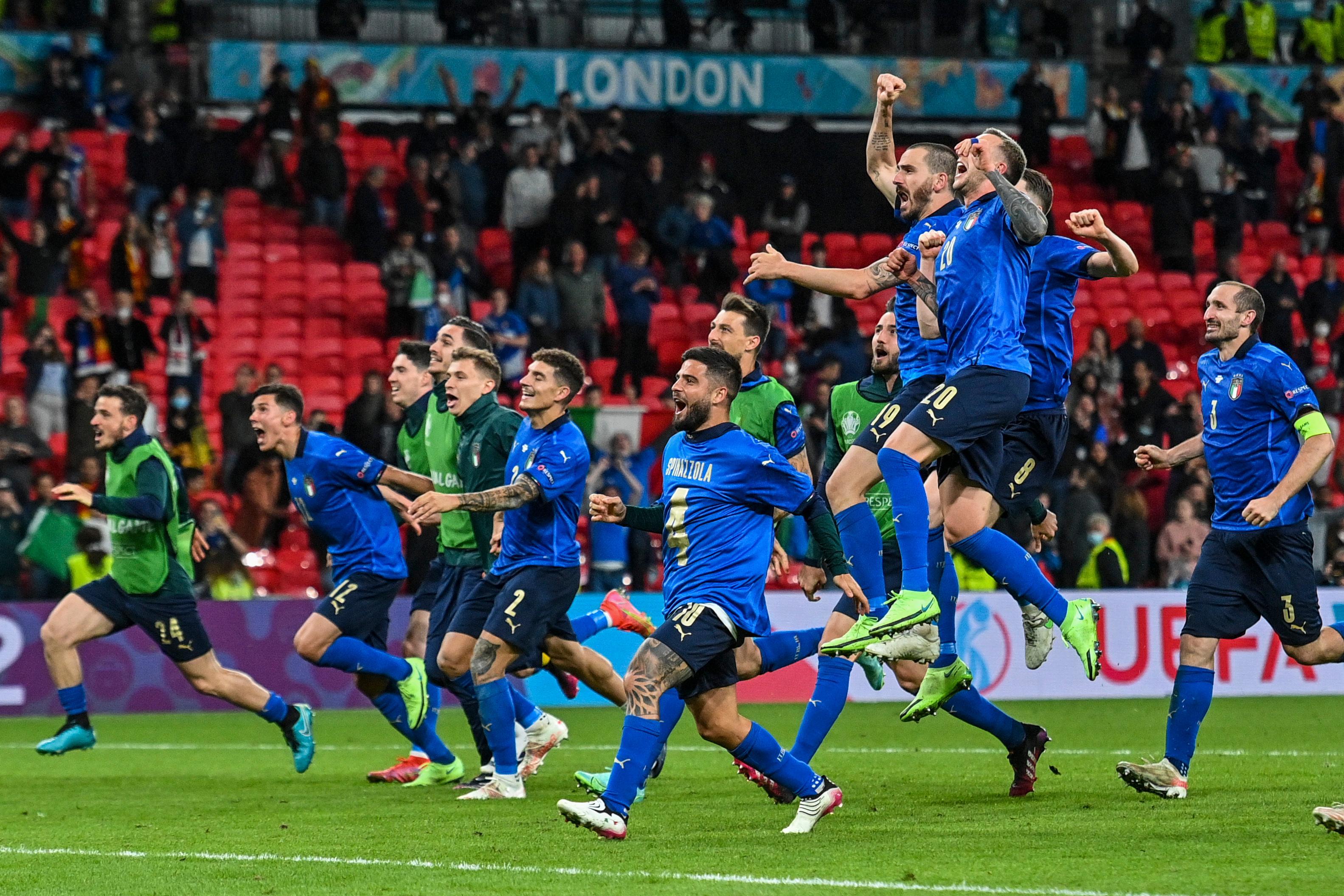 L’esultanza degli azzurri a fine match