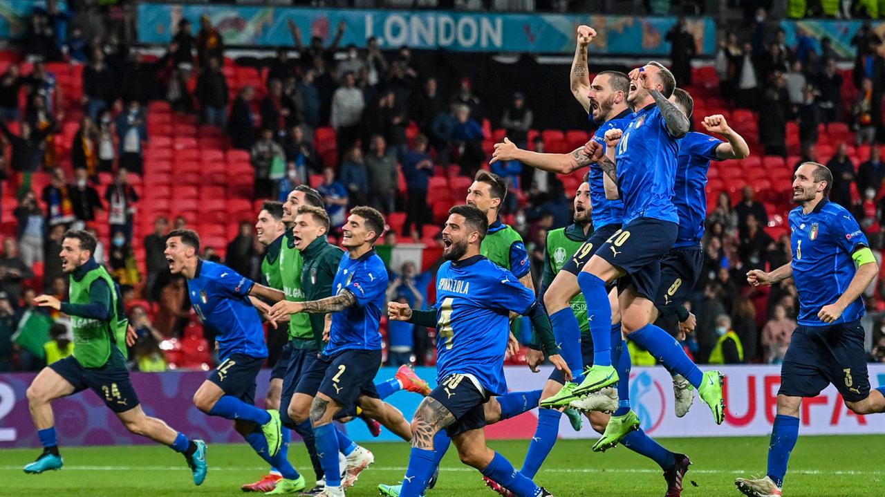 L’esultanza degli azzurri a fine match
