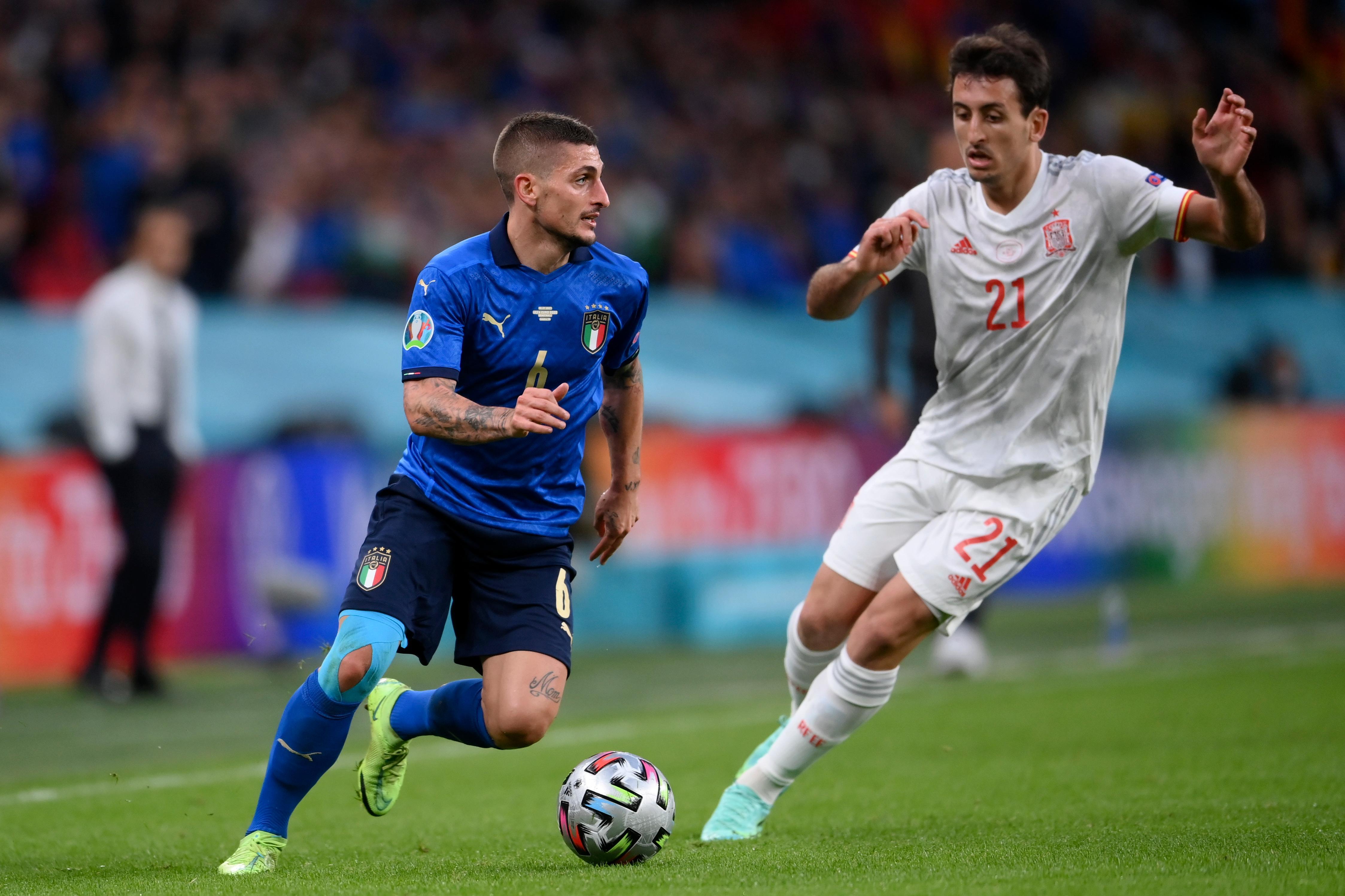 Marco Verratti in azione contro la Spagna in semifinale