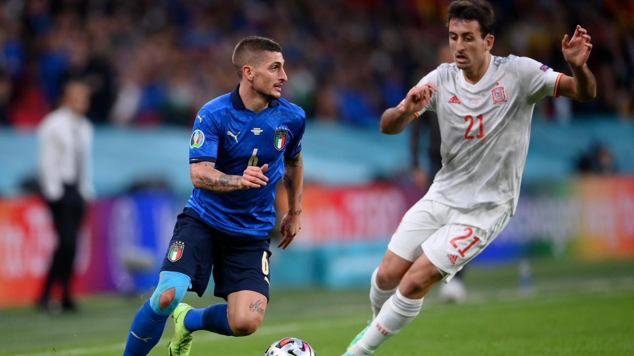 Marco Verratti in azione contro la Spagna in semifinale