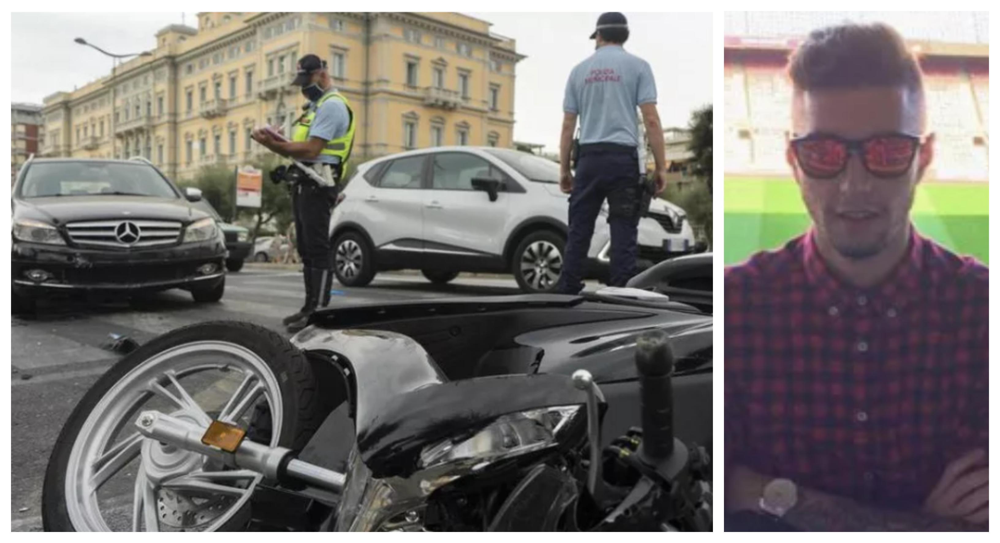 Il luogo dell'incidente e Claudio Persico, il trentenne investito tuttora in prognosi riservata