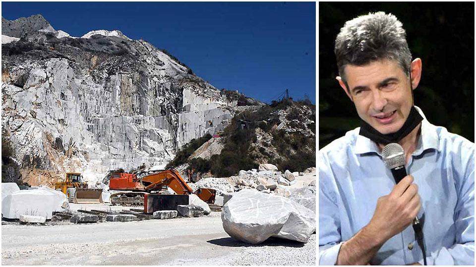 Veduta delle cave e il sindaco Francesco De Pasquale