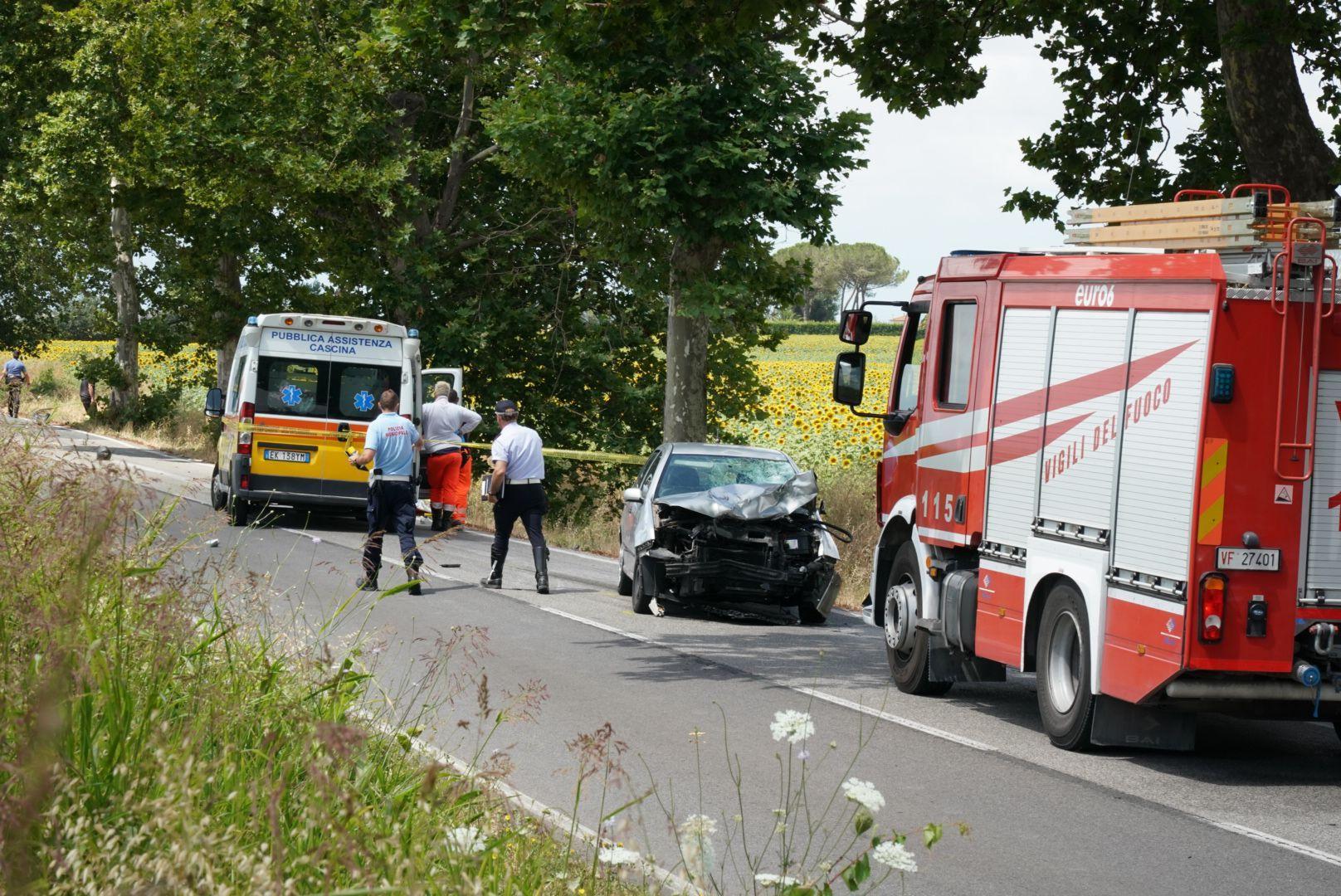 Il teatro del terribile incidente di Cascina (foto agenzia Franco Silvi)