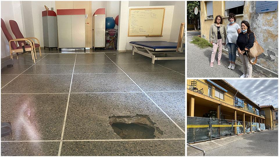 Una delle stanze interdette del centro per disabili, le tre mamme e la palazzina adiacente occupata fino al 2018 da famiglie senza casa