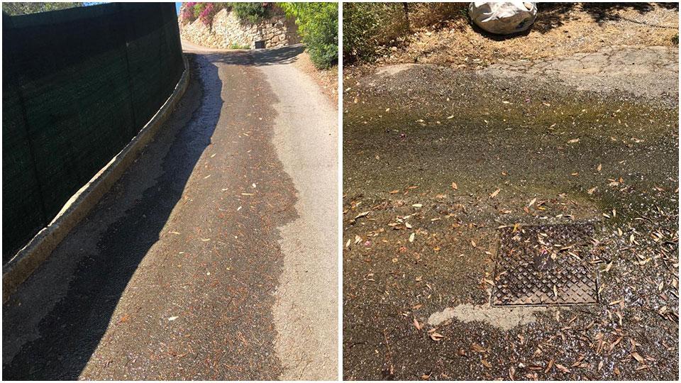 La perdita nella strada vicinale del Colle alle guardie di Nisporto