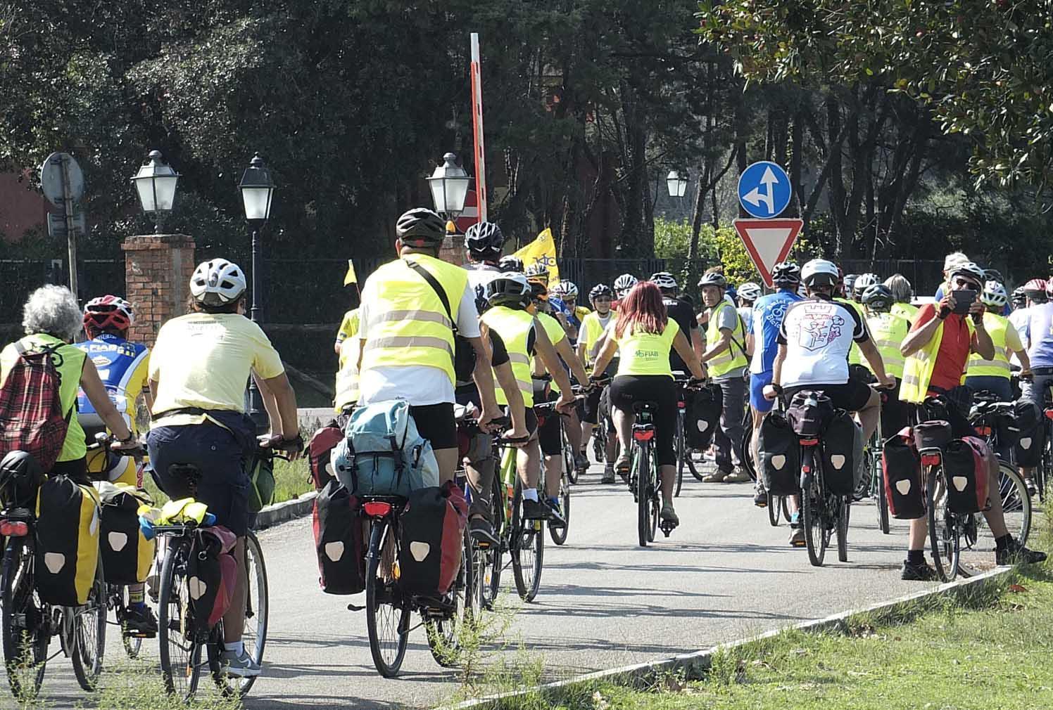 Ciclisti nella tenuta di San Rossore (Foto Fabio Muzzi