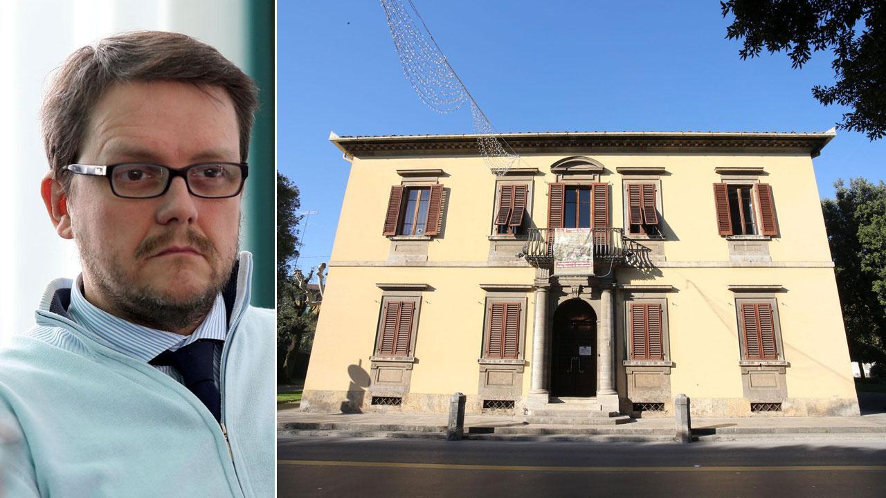 La Palazzina Regia, sede llla societ delle Terme e a fianco Carlo Bartolini presidente della Federalberghi Montecatni Terme Apam