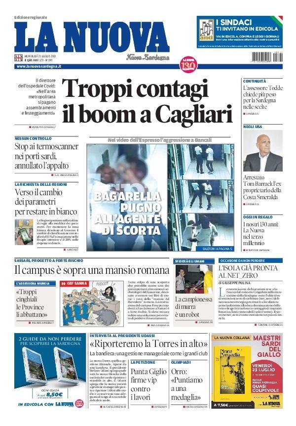 La Nuova Sardegna - Prima Pagina - 21 luglio 2021