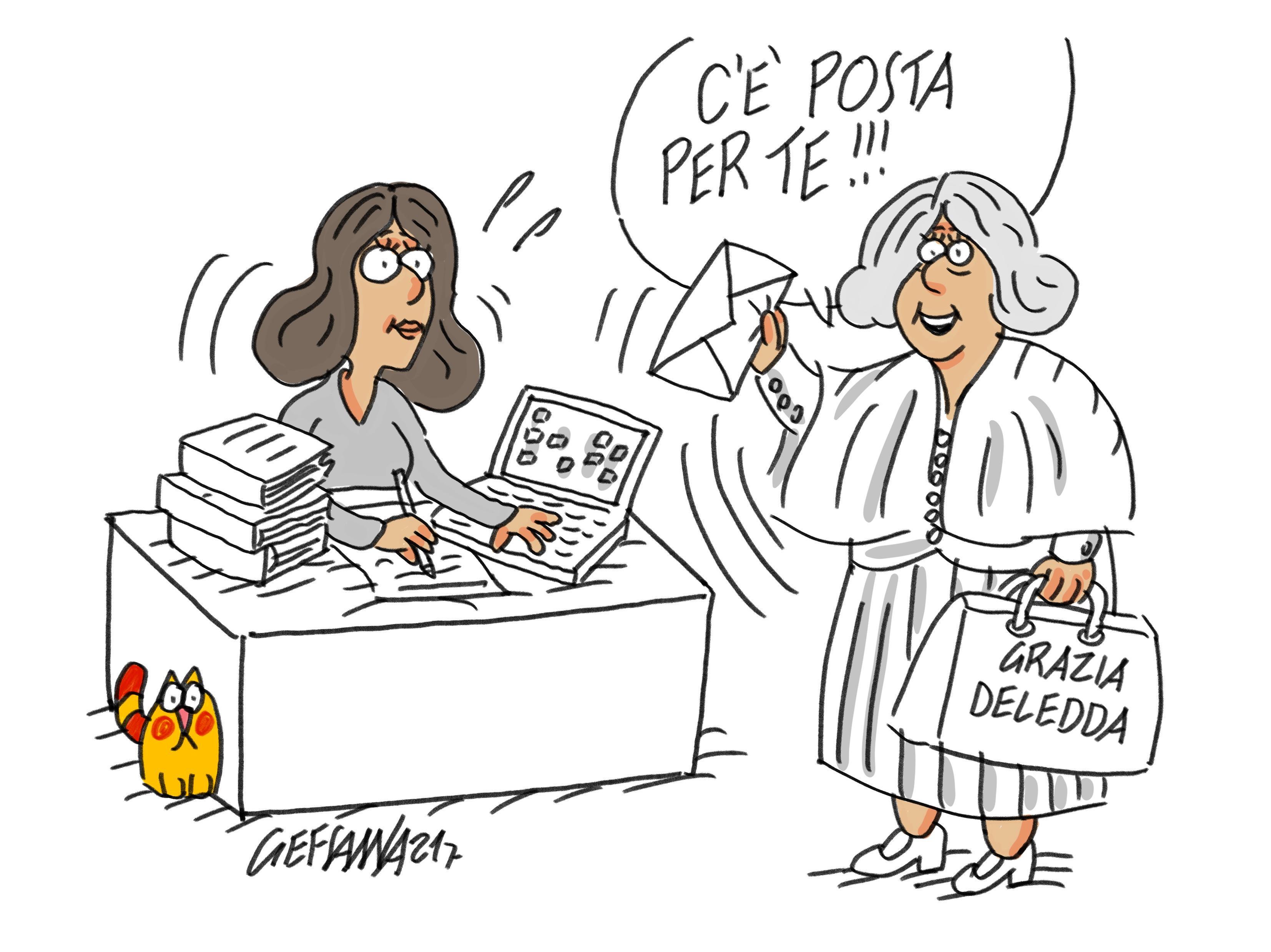 La vignetta di Gef: Nuoro, riappare una lettera sconosciuta di Grazia Deledda