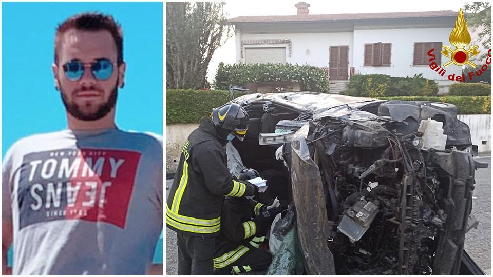 La vittima e l’automobile su cui si trovavano i tre giovani