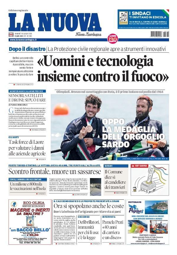 La Nuova Sardegna - Prima Pagina - 30 luglio 2021