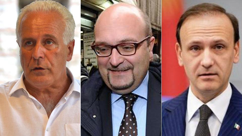 A sinistra  il presidente Eugenio Giani, a destra Guglielmo Picchi (Lega), al centro Antonio Misiani (Pd)