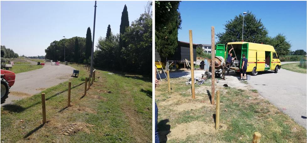 I volontari della Vab al lavoro per una nuova staccionata