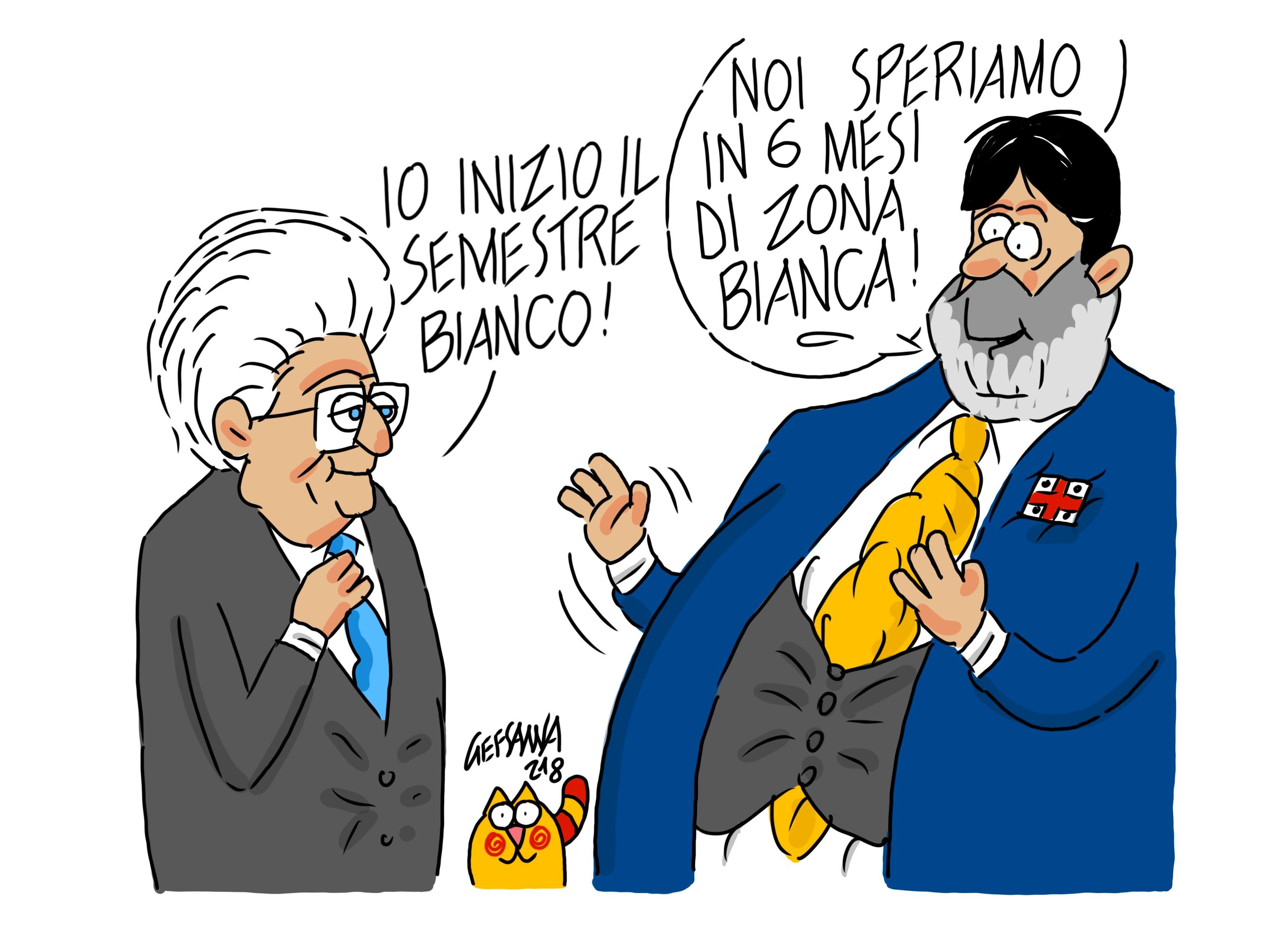 La vignetta di Gef: inizia il semestre bianco di Mattarella