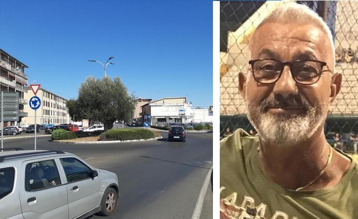 La rotatoria dove è avvenuto l'incidente (foto Agenzia Bf) e, a destra, Marcello Verni