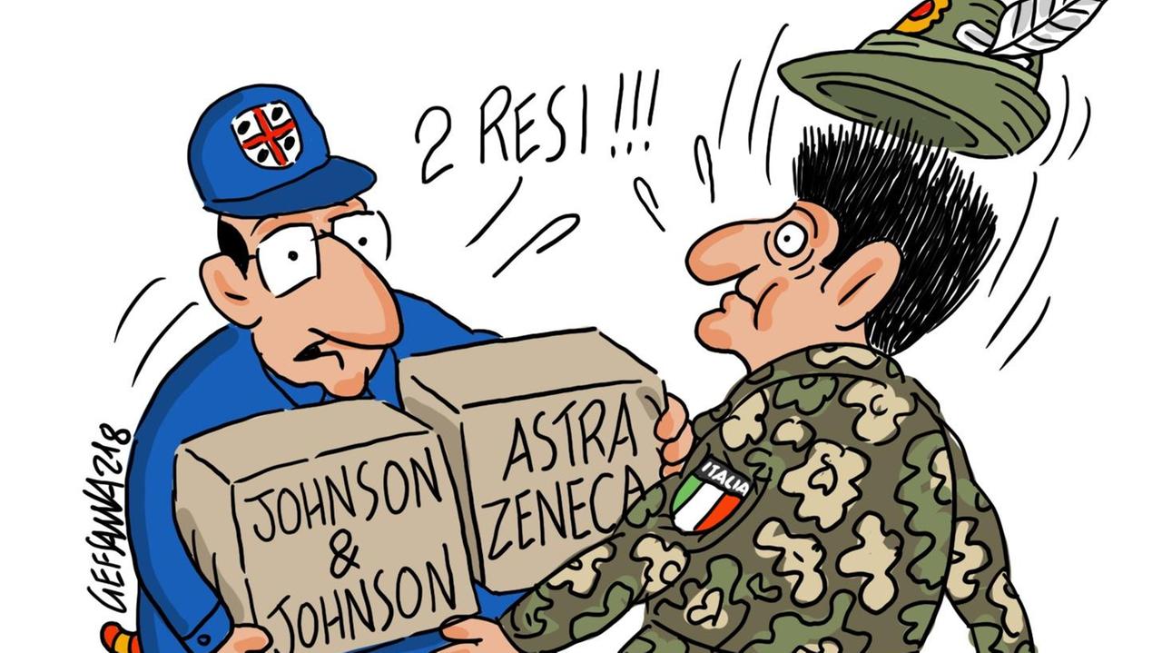 La vignetta di Gef: Nieddu vuol restituire a Figliuolo i vaccini AstraZeneca