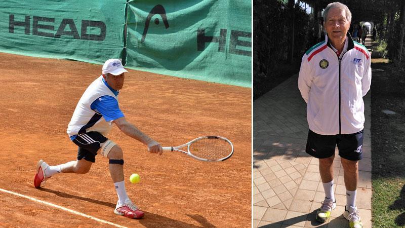 Gino Cerri in azione, a 76 anni è il numero 5 al mondo nella categoria dedicata agli “Over 75”