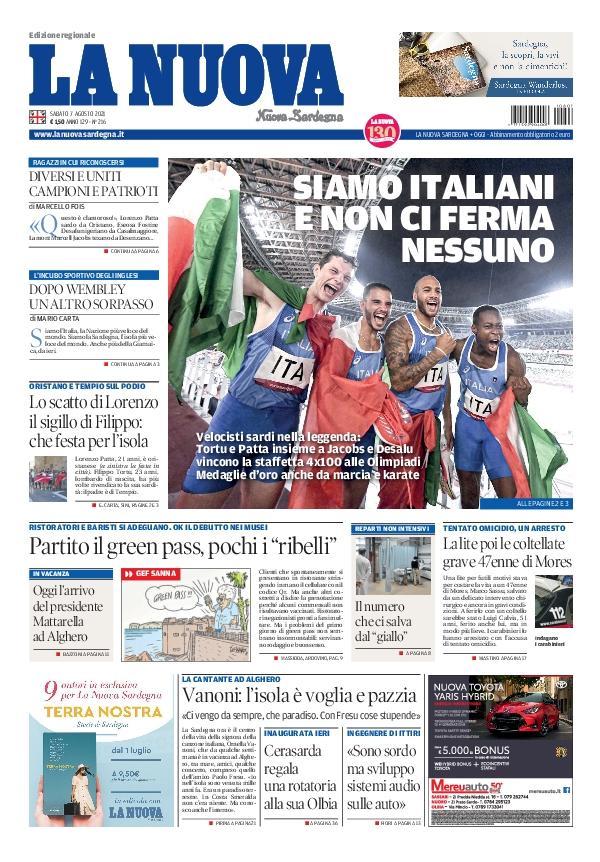La Nuova Sardegna - Prima Pagina - 7 agosto 2021