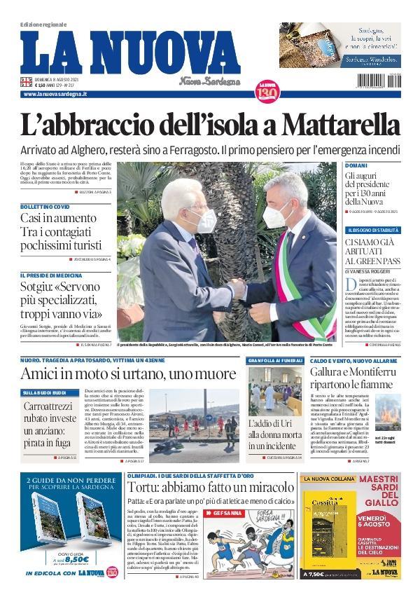 La Nuova Sardegna - Prima Pagina - 8 agosto 2021
