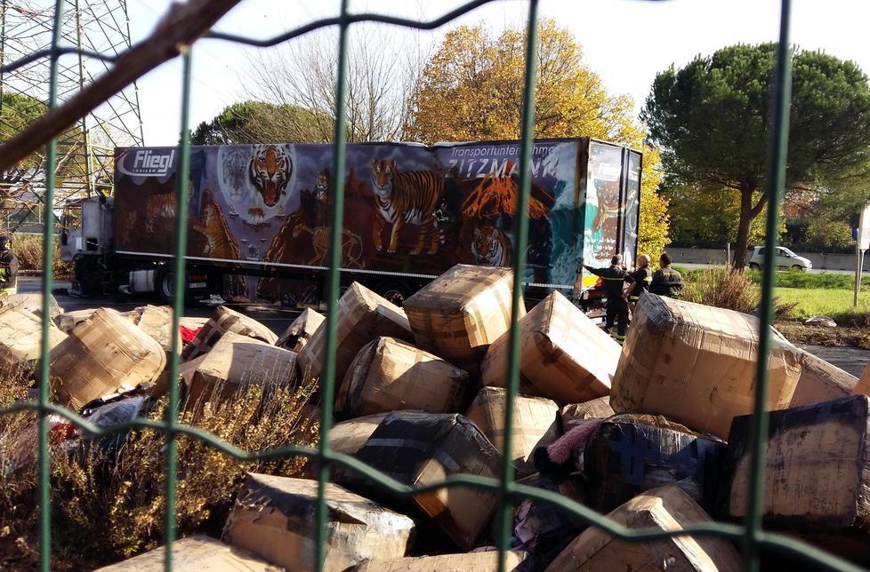 Il camion bruciato nella notte tra il 10 e l’11 novembre 2017 nel parcheggio di viale XVI Aprile: tutto è partito da lì