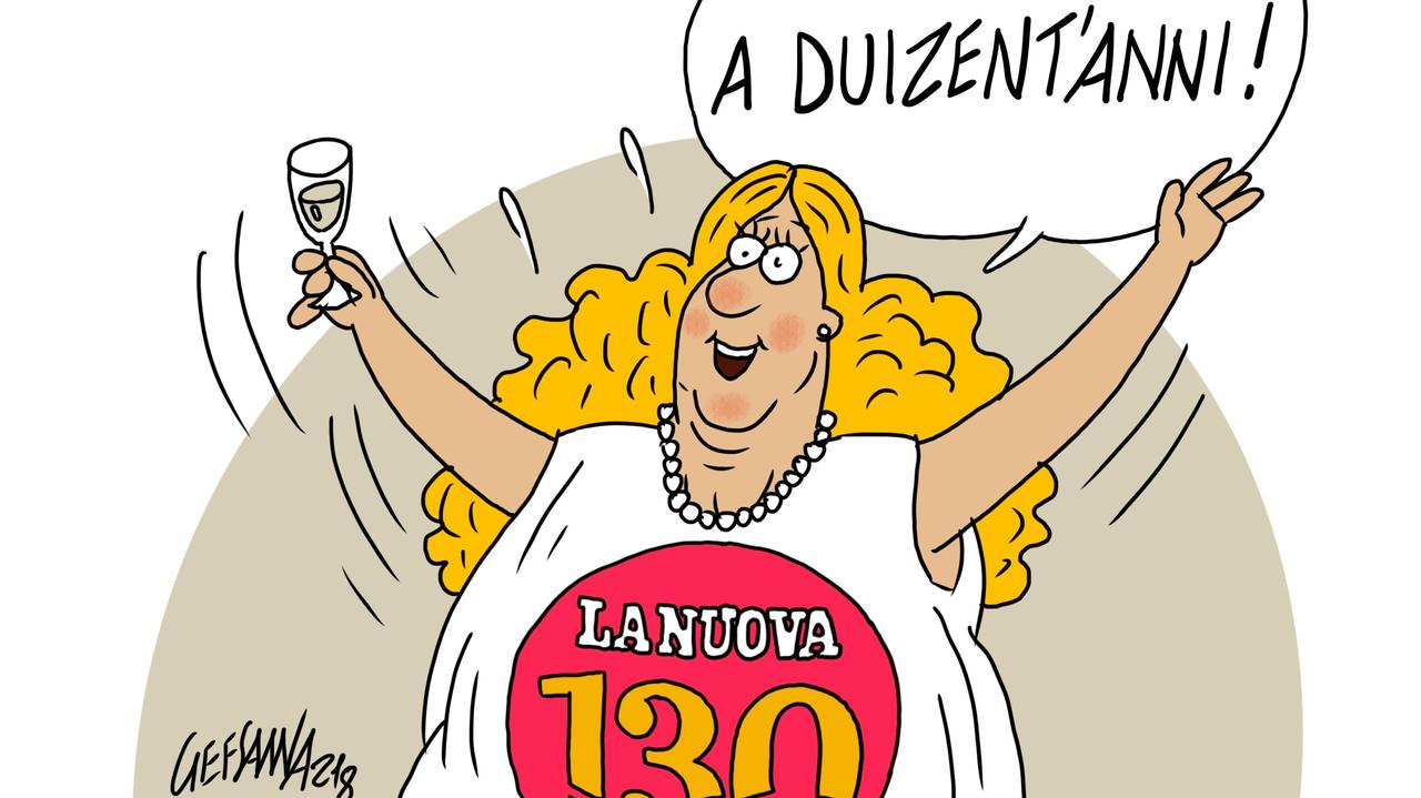 La vignetta di Gef: gli auguri per il 130esimo compleanno della Nuova Sardegna