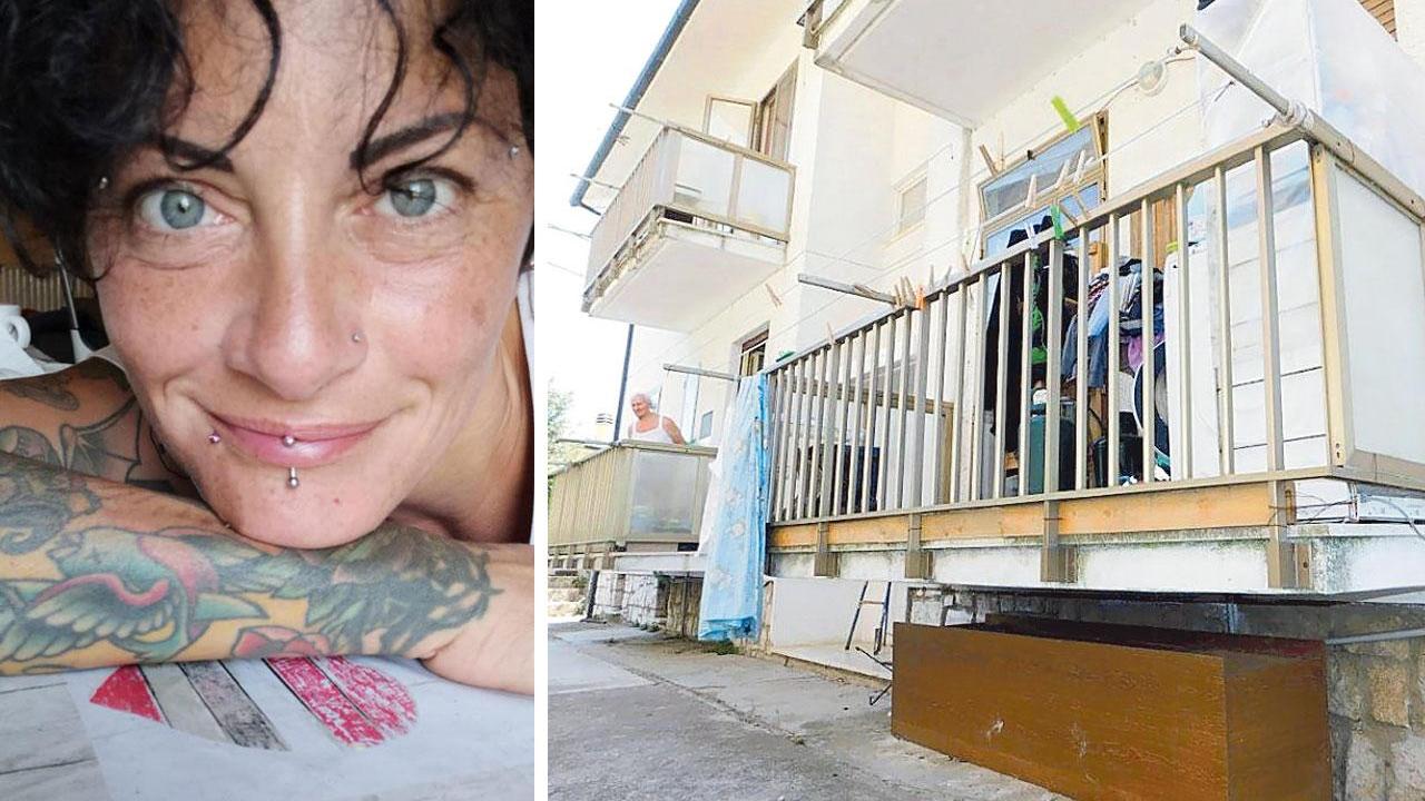 Silvia Manetti e accanto la foto del balcone della loro abitazione