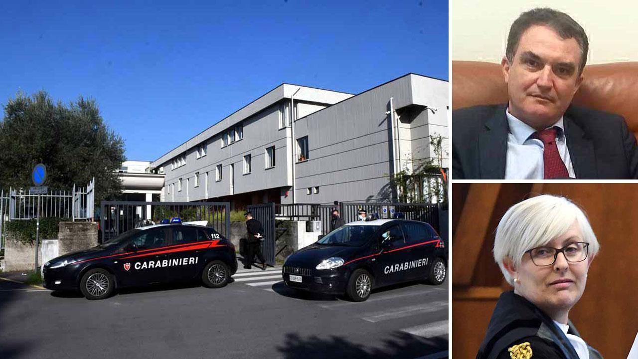 L'ingresso del tribunale di Massa; in alto Piero Capizzoto e sotto Giovanna Barsotti