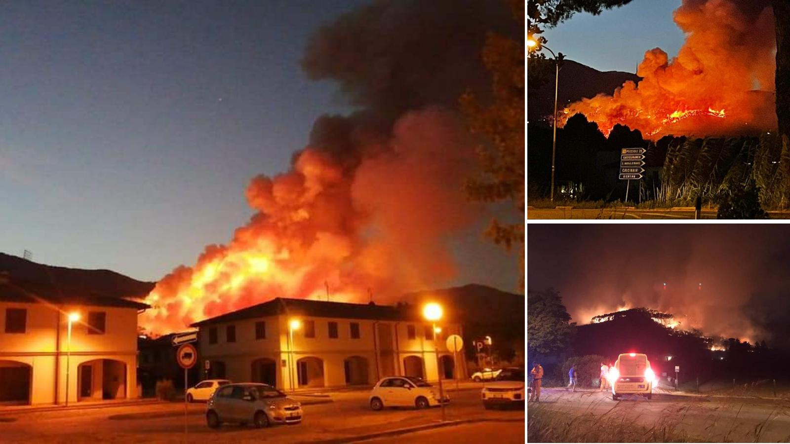 Maxi incendio sul Monte Pisano, cittadini evacuati: fiamme vicine alle case 