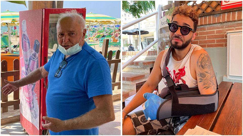 Il titolare Piero Bertocci mostra la zona da cui è partita l’aggressione e Ameur Attaoui, il guardiano del bagno Florida