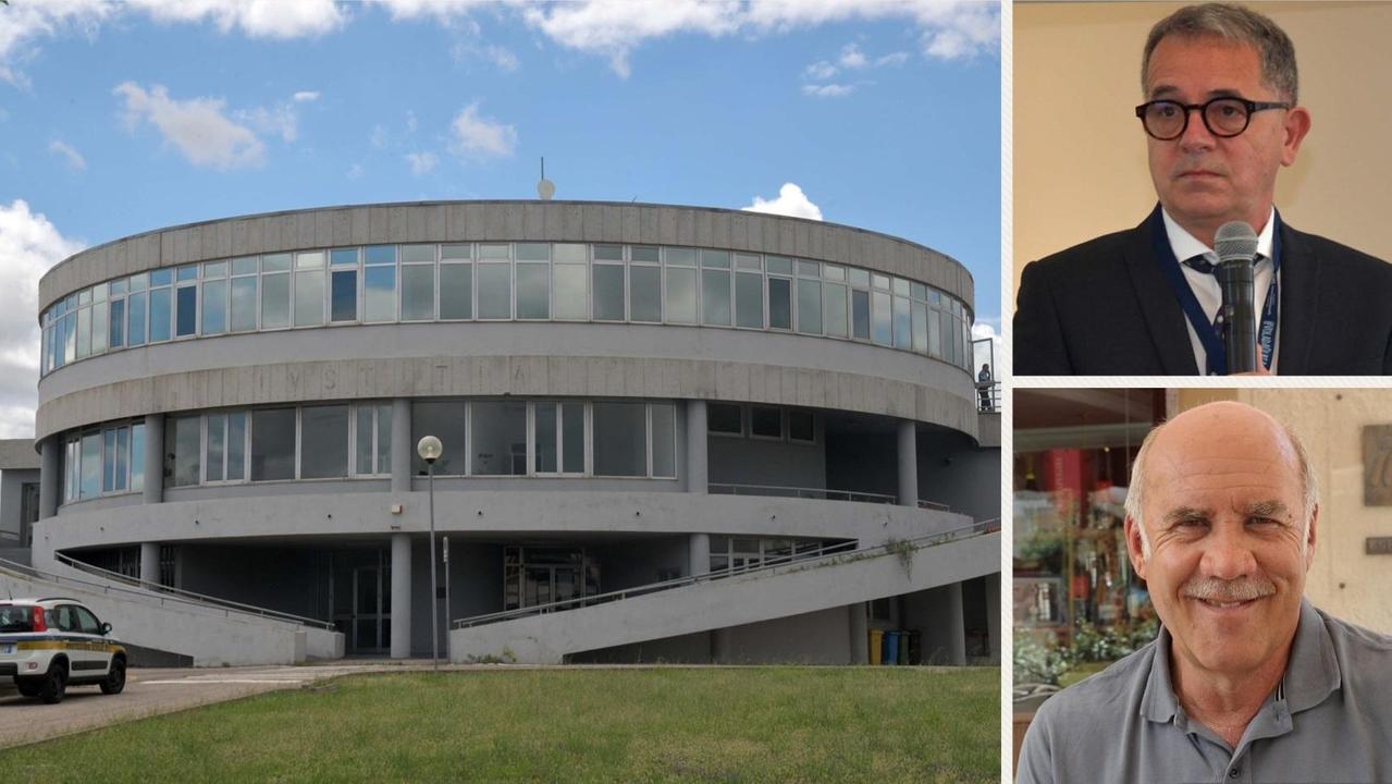 Il palazzo di giustizia di Olbia, il sindaco uscente Settimo Nizzi e il candidato sindaco Augusto Navone