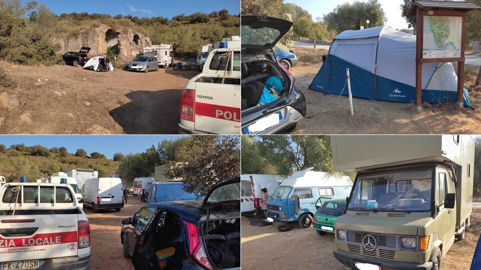 Campeggiano alla cisterna di Talamone Tendopoli sulla spiaggia di Principina