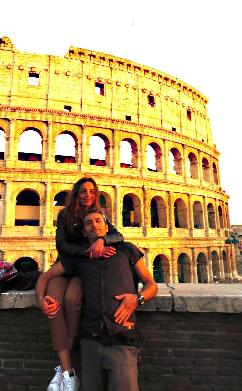 Massimiliano D'Apolito e la figlia Sara durante un viaggio a Roma