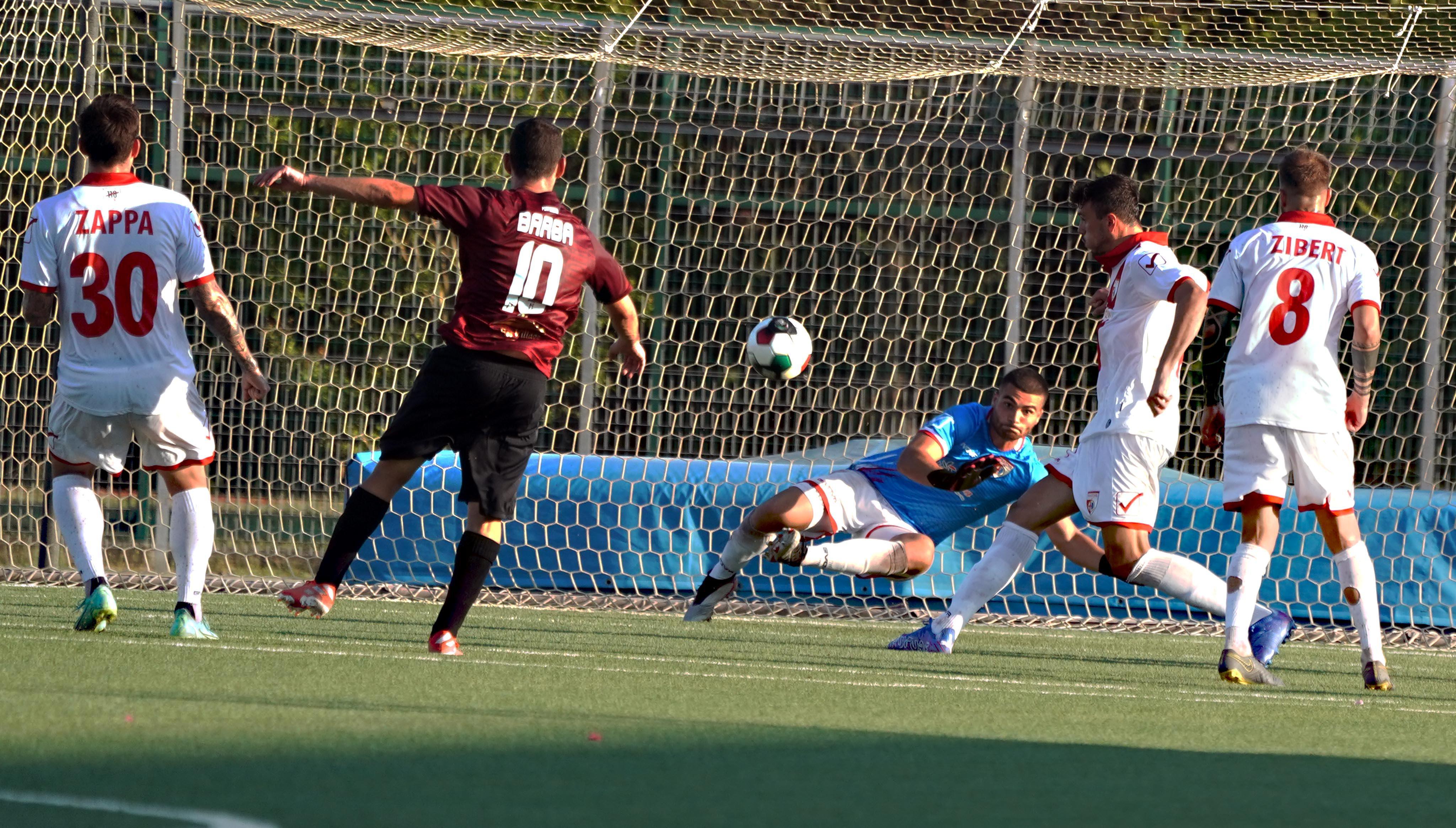 La rete di Barba a fine primo tempo: è il gol del momentaneo 1-1