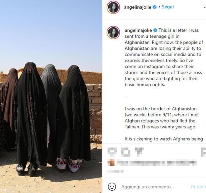 Angelina Jolie arriva su Instagram con una lettera dall’Afghanistan 