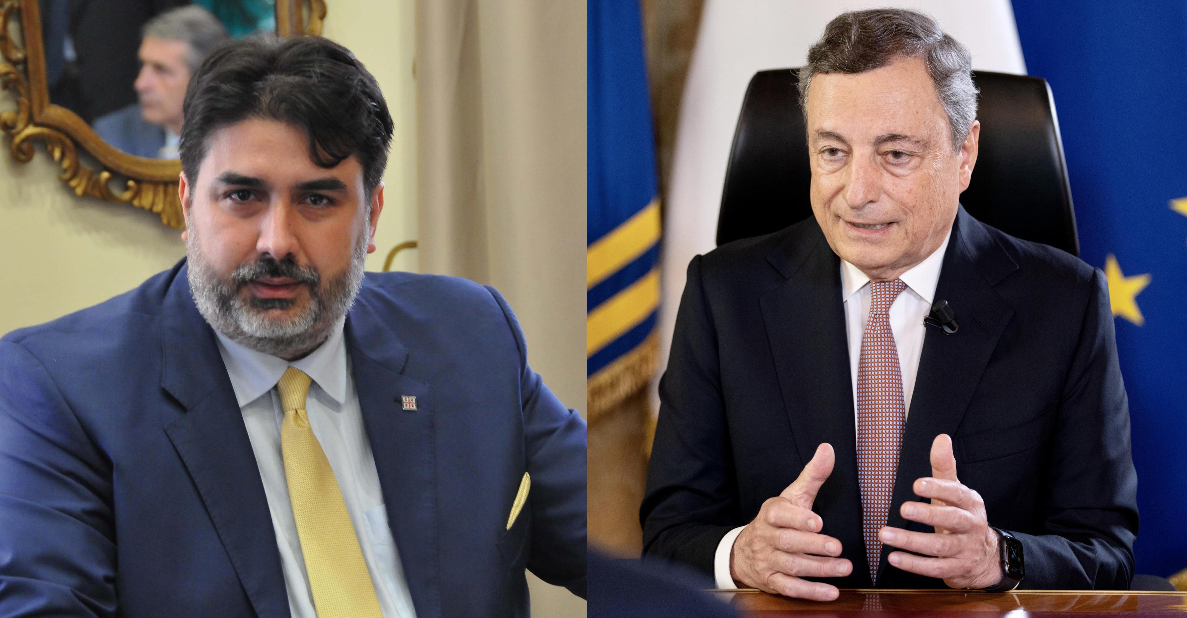 Christian Solinas e Mario Draghi