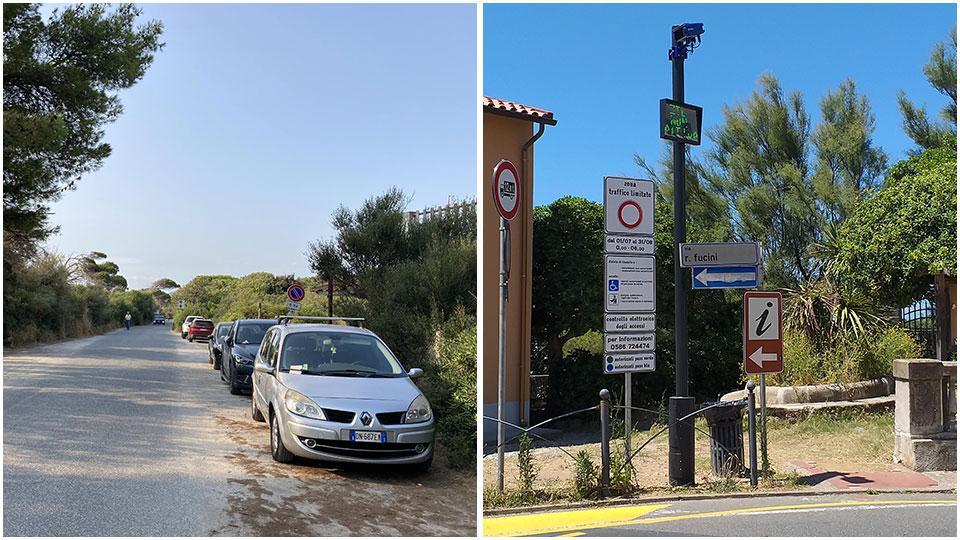 Auto parcheggiate, e multate, ieri su via di Pietrabianca e la telecamera al varco tra l’Aurelia e via Fucini