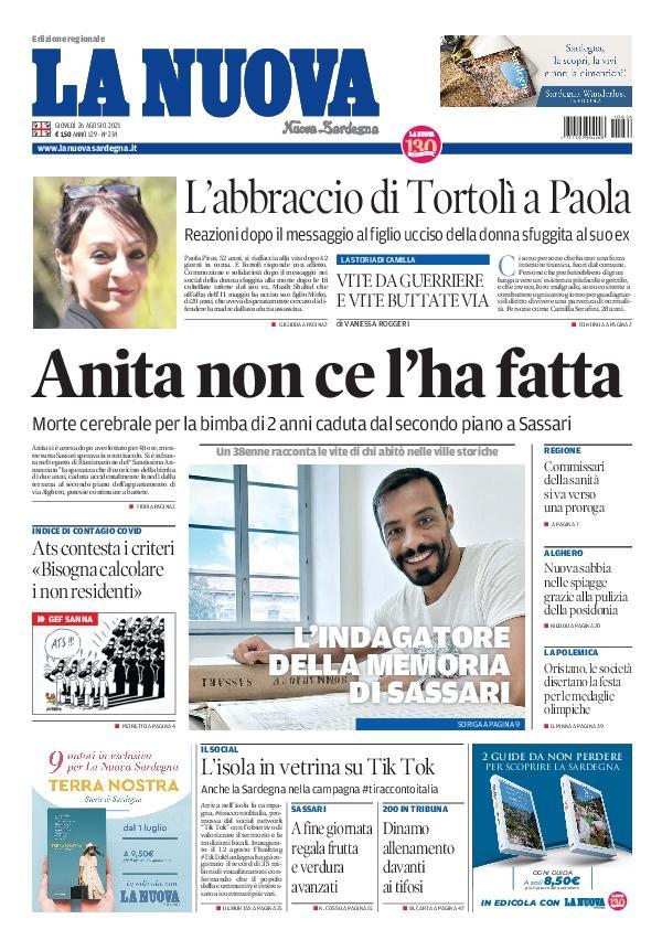 La Nuova Sardegna - Prima Pagina - 26 agosto 2021
