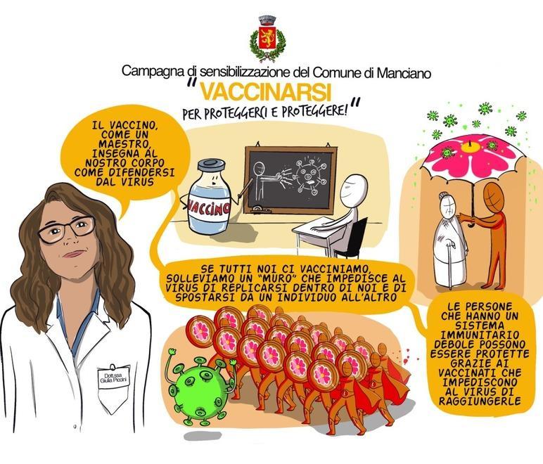 Vignetta sui social per convincere i giovani a vaccinarsi 