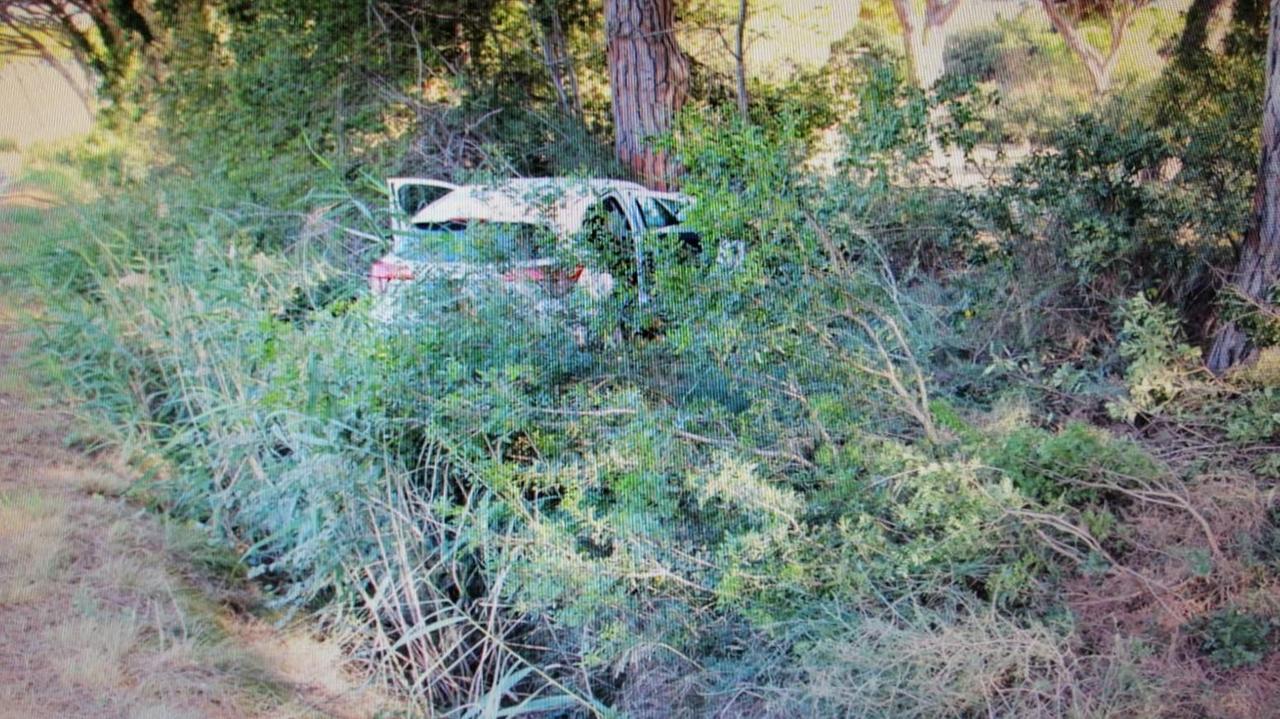 L'auto finita addosso a un pino