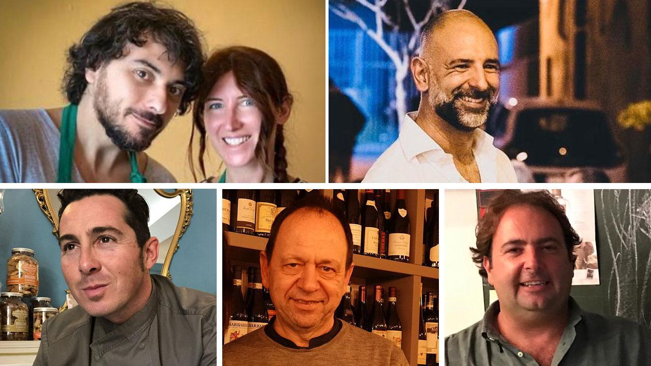 In ordina dall'alto  a sinistra: Luca Maccarone e Masha Facchini e Filippo Di Bartola. Sotto: Raffaele Boischio, Libero Musetti e Simone Andreano.