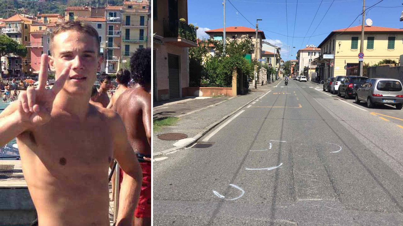 Giulio Cisotto e, a destra, via Canaletto alla Spezia dove si è verificato l’incidente