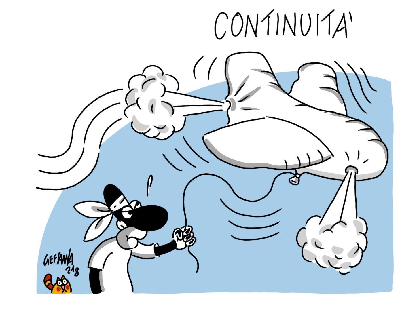La vignetta di Gef: aerei a terra dal 15 ottobre, vertice sulla continuità territoriale