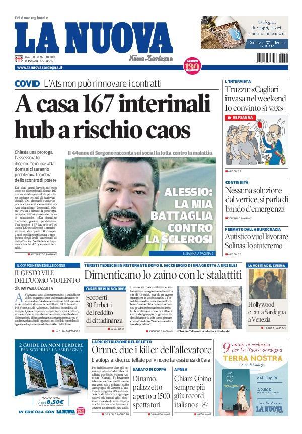 La Nuova Sardegna - Prima Pagina - 31 agosto 2021