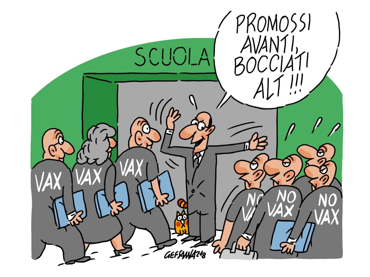 La vignetta di Gef: riparte la scuola e i no vax restano fuori