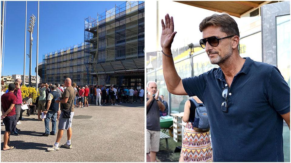 La coda che si è formata fuori dallo stadio per abbonarsi e Paolo Toccafondi allo stadio