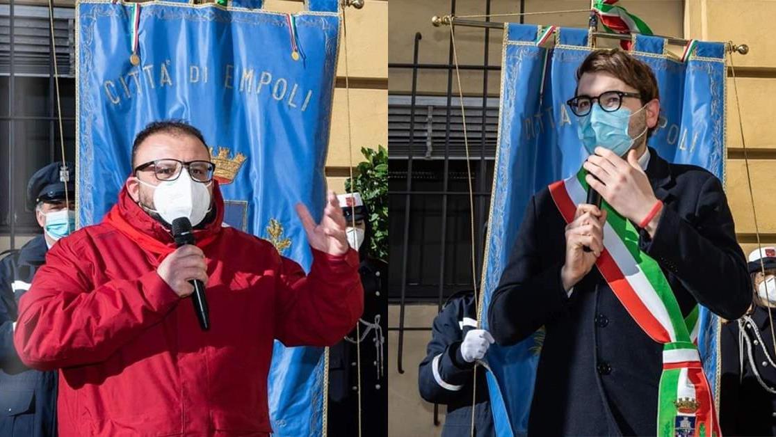 Roberto Franchini presidente Anpi Empoli e il presidente del consiglio comunale Alessio Mantellassi