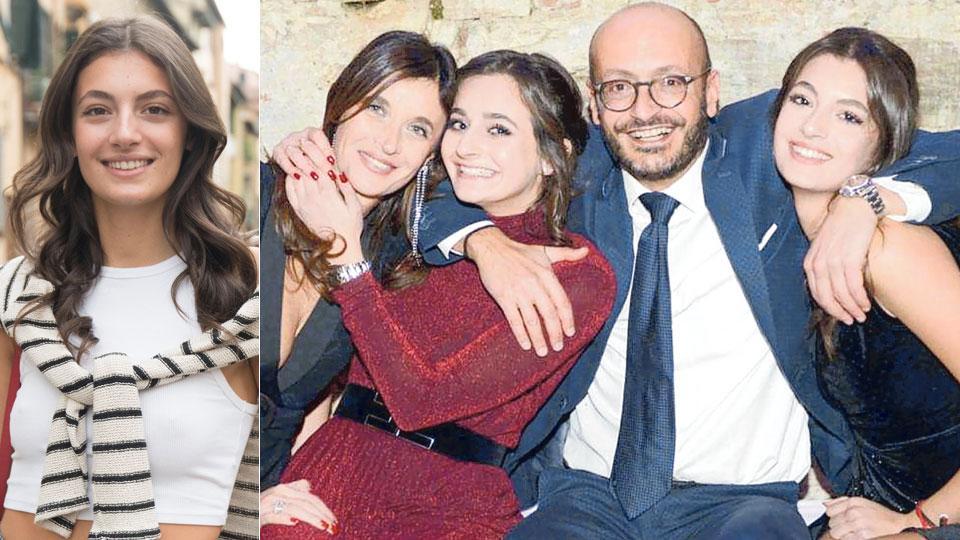 Un primo piano di Viola Ciollaro e insieme alla famiglia